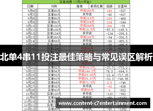 北单4串11投注最佳策略与常见误区解析